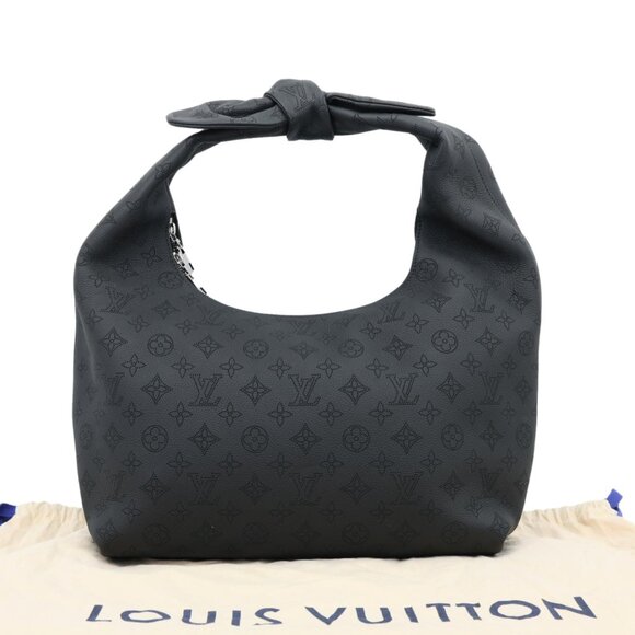 Louis Vuitton  Why Knot MM Monogram Mahina Leather Hobo Bag Black - Picture 3 of 13